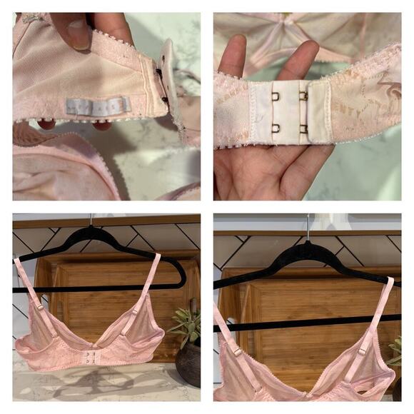 Savage x Fenty flocked logo cotton candy pink sheer with wire bra sexy size 36D - Picture 8 of 8